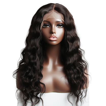 Miss Kimmie Loose Deep Wave Brazilian Hair Lace Wig - 1B Black